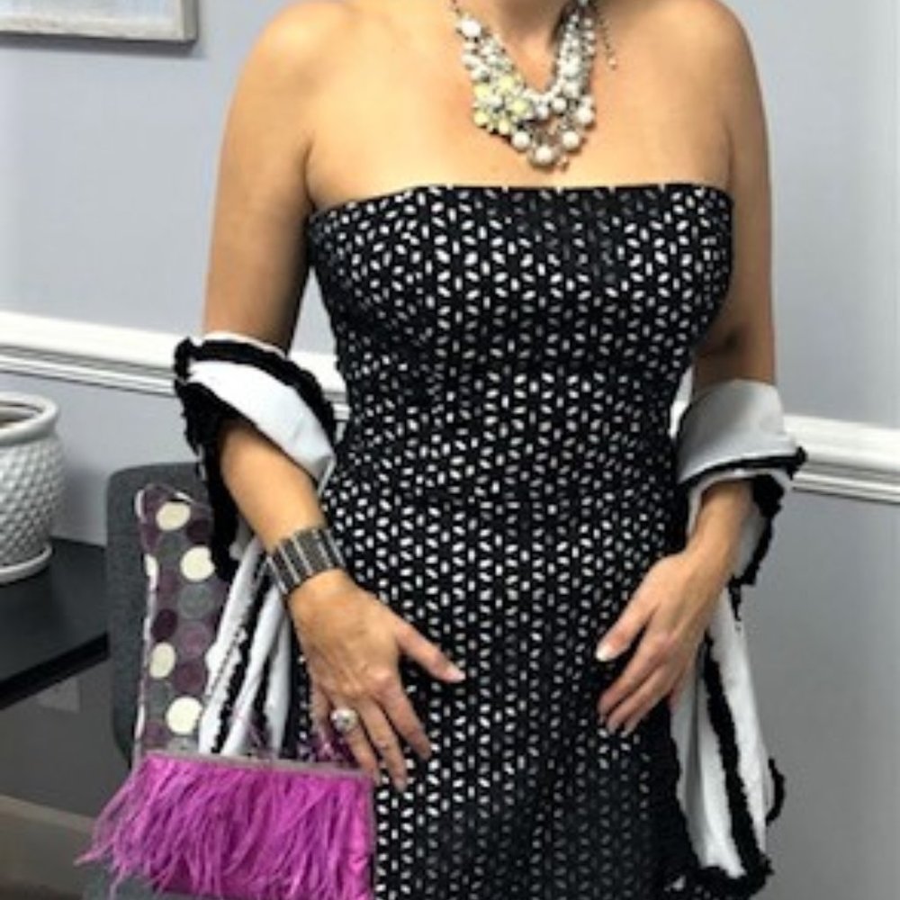 Black and white bustier dress